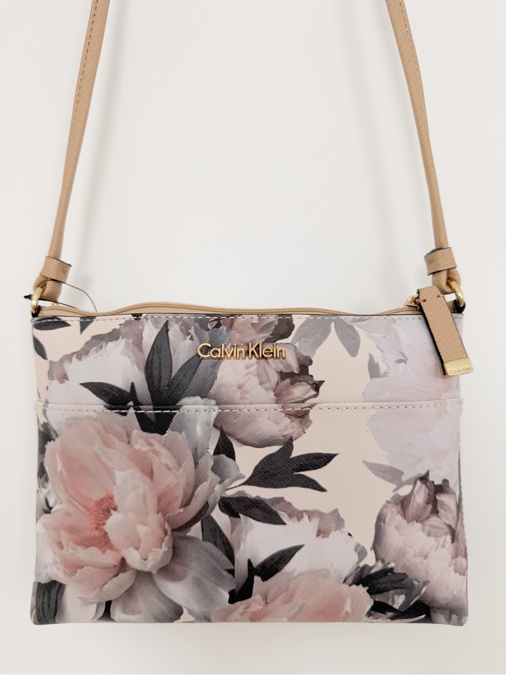 Calvin Klein Floral Crossbody Bag in Blush Pink